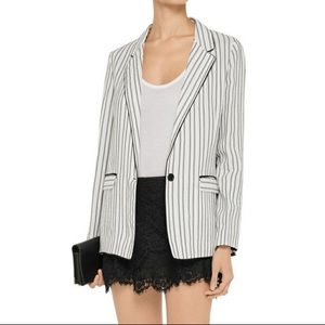 Maje Ferronnie Striped Sateen Blazer Black/white